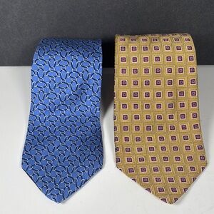 (2) Brooks Brothers 346 Silk Ties Blue and Gold